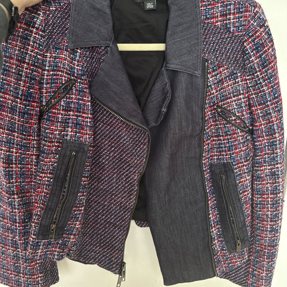 Dkny Red and Blue Blazer with Structured Silhouette